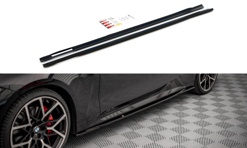 Maxton Seitenschweller Ansatz für V.3 für BMW 4er M-Paket G22 schwarz Hochglanz BM-4-G22-MPACK-SD3-G