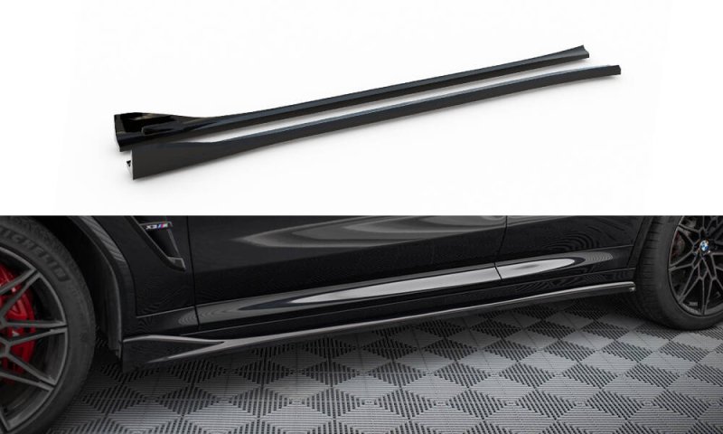 Maxton Seitenschweller Ansatz BMW X3 M F97 / F97 Facelift schwarz Hochglanz BM-X3M-F97F-SD1-G