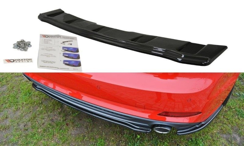 Maxton Mittlerer Diffusor Heck Ansatz für Audi A5 F5 S-Line  schwarz Hochglanz AU-A5-2-SLINE-RD1-G