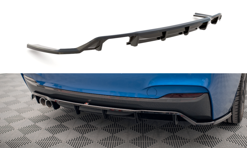 Maxton Mittlerer Diffusor Heck Ansatz DTM Look für BMW 2 M-Paket F22 schwarz Hochglanz BM-2-22-MPACK-RD1G+RD2-G