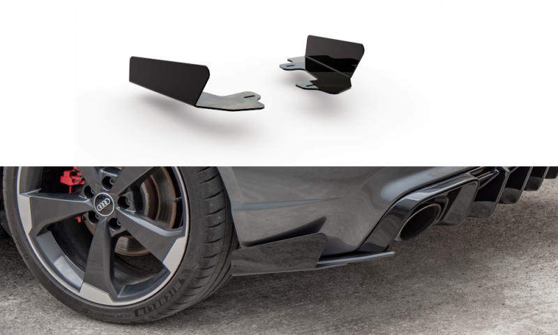 Maxton Hintere Seiten Flaps für Audi RS3 8V Sportback schwarz Hochglanz AURS38VCNC-RSF1-G