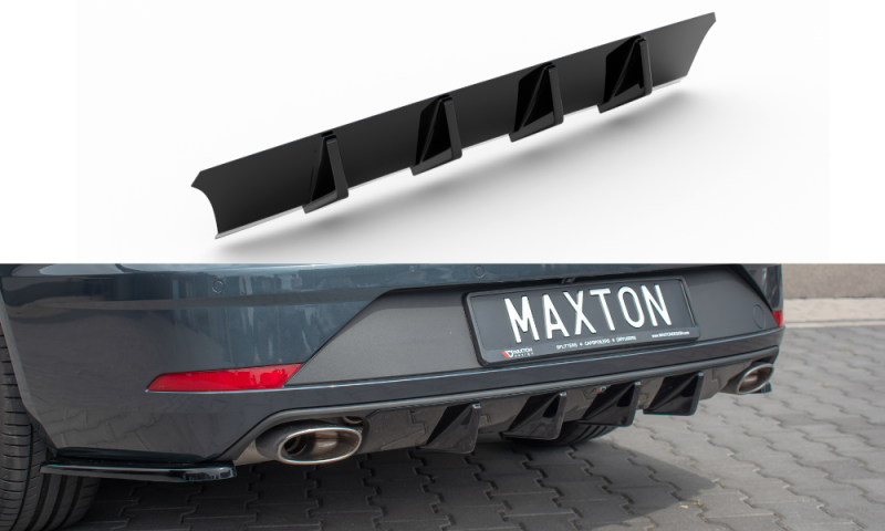 Maxton Diffusor Heck Ansatz V.1 für Seat Leon Cupra Mk3 FL Sportstourer schwarz Hochglanz SE-LE-3F-CU-ST-RS1-G