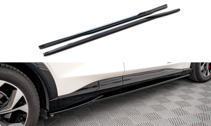 Maxton Seitenschweller Ansatz für Ford Mustang Mach-E Mk1 schwarz Hochglanz FO-MU-MACHE-1-SD1-G
