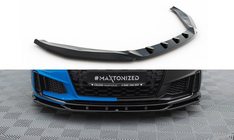 Maxton Front Ansatz V.2 Audi TT S / TT S-Line 8S Facelift schwarz Hochglanz AU-TT-3F-S-FD2-G