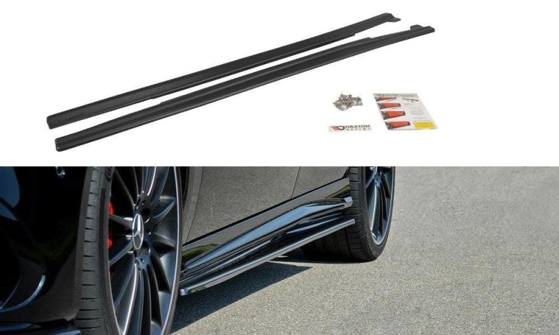Maxton Seitenschweller Ansatz für Mercedes A W176/ CLA 117 AMG/ CLA 117 AMG LINE Facelift schwarz Hochglanz ME-CLA-117F-AMG-SD1-G