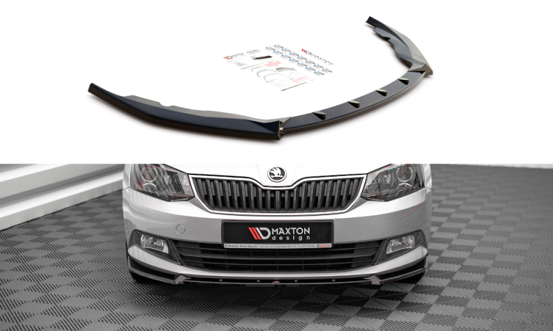 Maxton Front Ansatz V.1 für Skoda Fabia Mk3 schwarz Hochglanz SK-FA-3-FD1-G