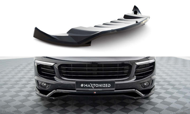 Maxton Front Ansatz Porsche Cayenne Mk2 Facelift schwarz Hochglanz PO-CAY-2F-FD1G+FD1R-G
