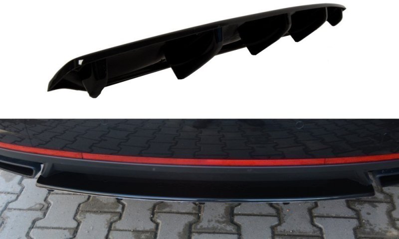 Maxton Mittlerer Diffusor Heck Ansatz für Skoda Octavia RS Mk3 / Mk3 FL Hatchback / Kombi schwarz Hochglanz SK-OC-3/3F-RS-RD1+RD2-G