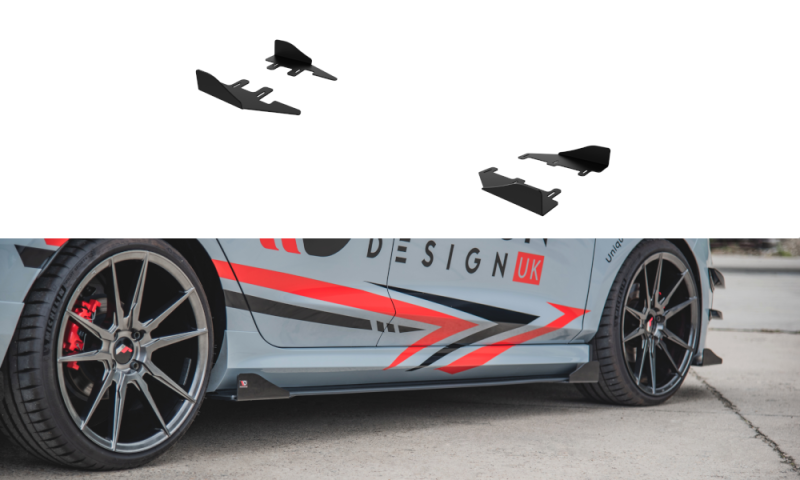 Maxton Side Front Stoßstangen Racing Flaps passend für Ford Fiesta Mk8 ST / ST-Line schwarz Hochglanz FOFI8STCNC-SF1-G