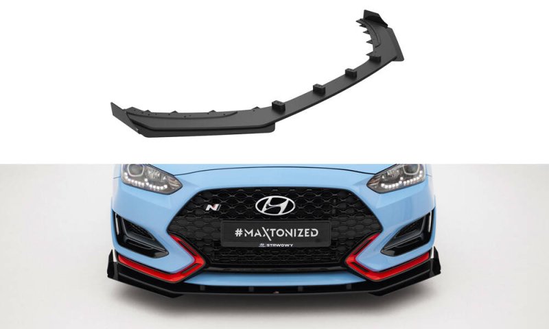 Maxton Street Pro Front Ansatz + Flaps Hyundai Veloster N Mk2 schwarz Hochglanz HYVE2NCNC-FD1B+FSF1-G