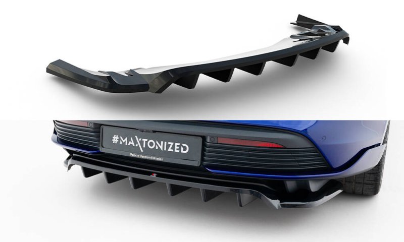 Maxton Mittlerer Cup Diffusor Heck Ansatz Porsche Taycan Turbo S Mk1 schwarz Hochglanz PO-TAY-1-TURBO-S-RD1G+RD2-G
