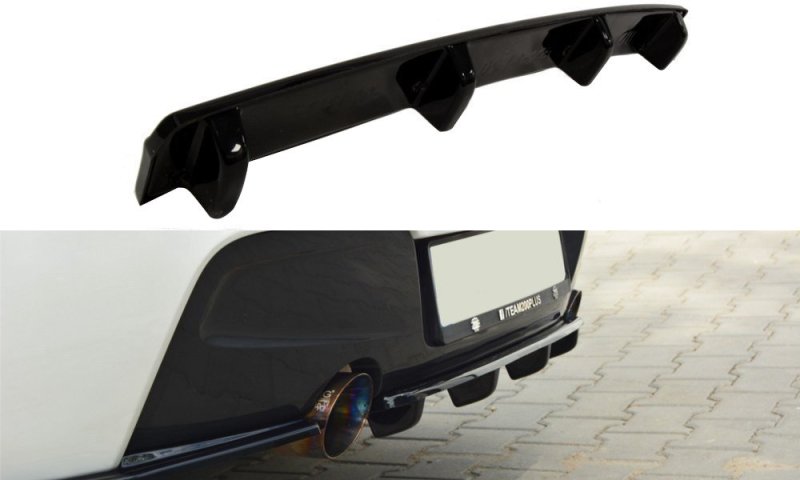 Maxton Mittlerer Diffusor Heck Ansatz für BMW 1er F20/F21 M-Power im DTM LOOK schwarz Hochglanz BM-1-F20-M-RD1+RD2-G