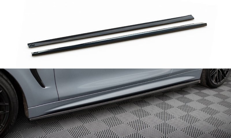 Maxton Seitenschweller Ansatz V.3 BMW 4er Coupe / Gran Coupe / Cabrio M-Paket F32 / F36 / F33 schwarz Hochglanz BM-4-F32-MPACK-SD3-G