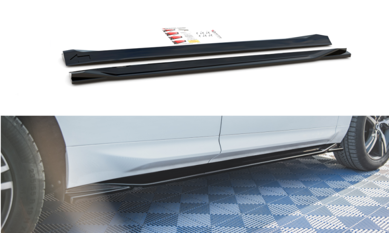 Maxton Seitenschweller Ansatz für Volvo XC60 Mk2 R-Design schwarz Hochglanz VO-XC60-2-RDESIGN-SD1-G