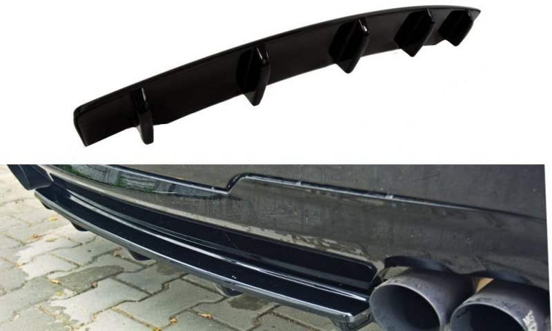 Maxton Mittlerer Diffusor Heck Ansatz für BMW 5er F11 M Paket (mit zwei Doppel Endstücken) schwarz Hochglanz BM-5-11-MPACK-RD2+RD3-G