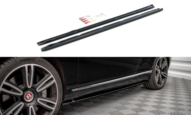 Maxton Seitenschweller Ansatz für Bentley Continental GT V8 S Mk2 schwarz Hochglanz BE-CO-GT-1F-SD1-G