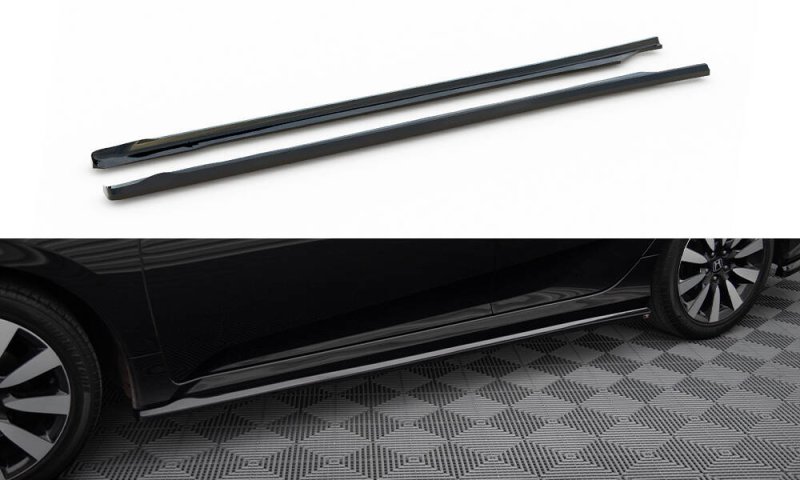 Maxton Seitenschweller Ansatz Honda Civic Limousine Mk10 / Mk10 Facelift schwarz Hochglanz HO-CI-10-SD1-G