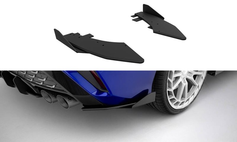 Maxton Street Pro Heck Ansatz Flaps Diffusor + Flaps Ford Audi S3 Limousine 8Y Facelift schwarz Hochglanz AUS38YFSCNC-RSD1B+RSF1-G