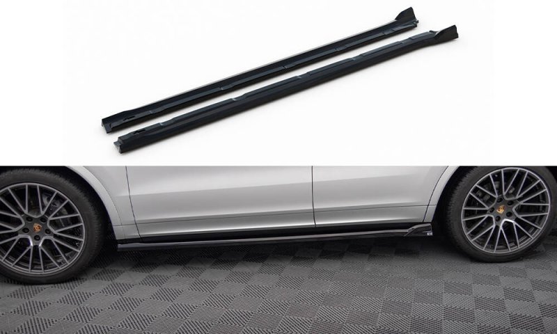 Maxton Seitenschweller Ansatz Porsche Cayenne Coupe Mk3 schwarz Hochglanz PO-CAY-3-C-SD1-G