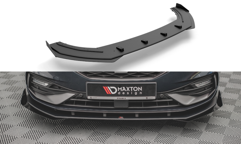 Maxton Street Pro Front Ansatz +Flaps für Seat Leon FR Mk4 schwarz Hochglanz SELE4FRCNC-FD1BRB+FSF1-G