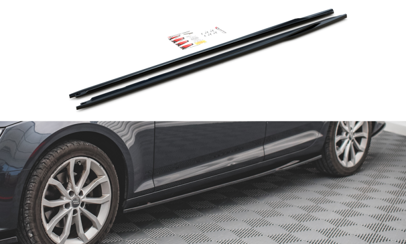 Maxton Seitenschweller Ansatz für Audi A4 Avant B9 schwarz Hochglanz AU-A4-B9-AV-SD1-G