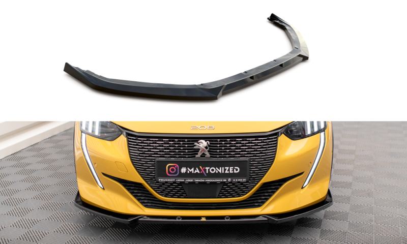 Maxton Front Ansatz V.1 für Peugeot 208 GT Mk2 schwarz Hochglanz PE-208-2-GT-FD1-G