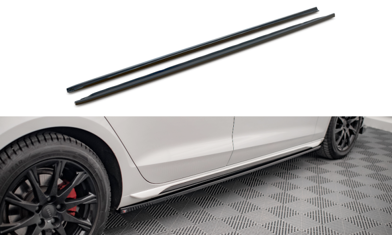 Maxton Seitenschweller Ansatz für Audi A4 B9 Facelift schwarz Hochglanz AU-A4-B9F-SD1-G