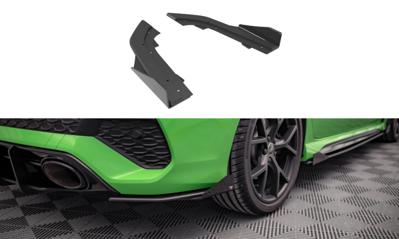 Maxton Street Pro Heck Ansatz Flaps Diffusor +Flaps für Audi RS3 Limousine 8Y schwarz Hochglanz AURS38YSCNC-RSD1B+RSF1-G