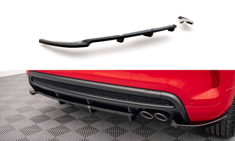 Maxton Mittlerer Cup Diffusor Heck Ansatz Fiat 500X Sport Mk1 Facelift schwarz Hochglanz FI-500X-1-RSD1G+RD1-G