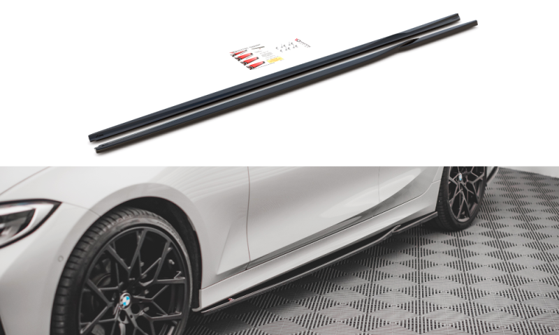 Maxton Seitenschweller Ansatz für BMW 3er G20 / G21 schwarz Hochglanz BM-3-20-SD1-G