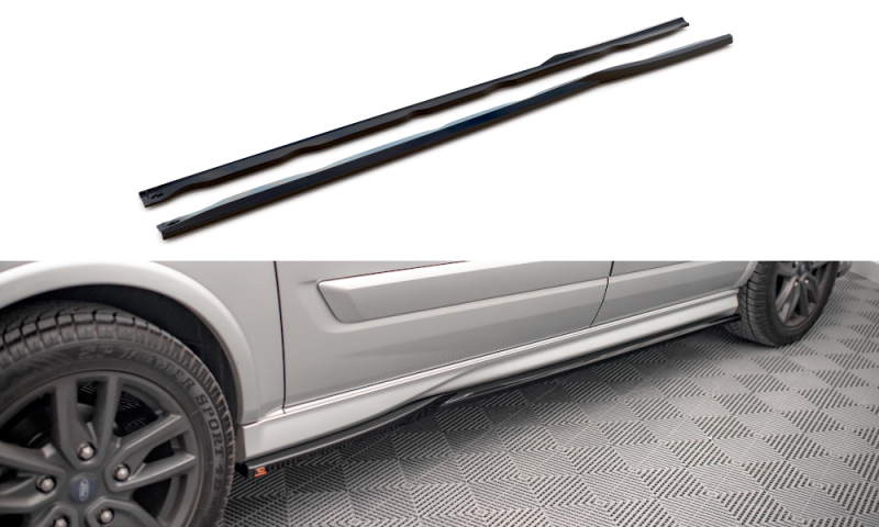 Maxton Seitenschweller Ansatz für Ford Transit Custom ST-Line Mk1 Facelift schwarz Hochglanz FO-TRC-1F-STLINE-SD1-G