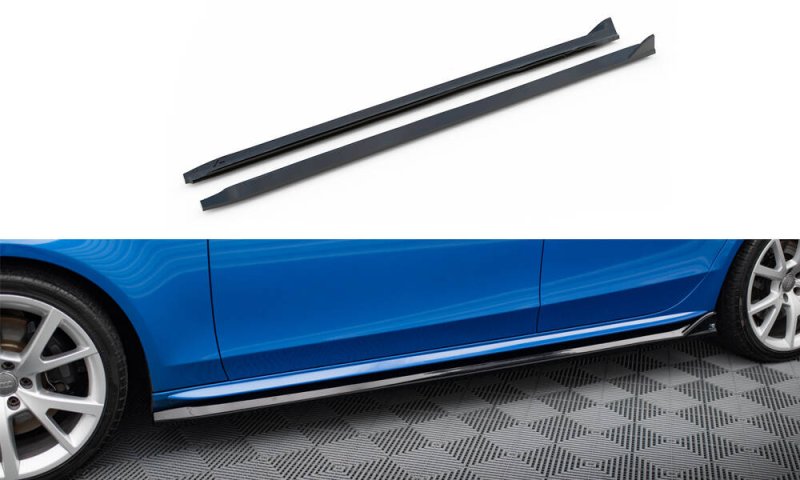 Maxton Seitenschweller Ansatz V.4 Audi A4 / A4 S-Line / S4 B8 schwarz Hochglanz AU-S4-B8-SD1-G