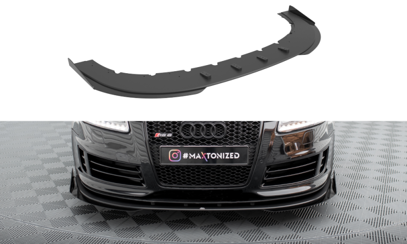 Maxton Street Pro Front Ansatz für +Flaps für + Flaps Audi RS6 Avant C6 schwarz Hochglanz AURS6C6CNC-FD3B+FSF1-G