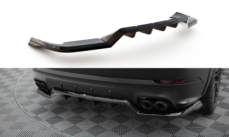 Maxton Mittlerer Cup Diffusor Heck Ansatz Porsche Cayenne Sport Design Mk3 schwarz Hochglanz PO-CAY-3-SPORT-RD1G+RD2-G