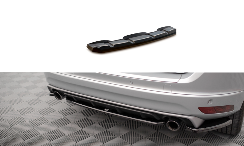 Maxton Mittlerer Diffusor Heck Ansatz für Volvo XC60 R-Design Mk1 Facelift schwarz Hochglanz VO-XC60-1F-RDESIGN-RD1-G