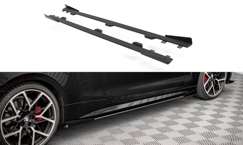 Maxton Street Pro Seitenschweller Ansatz für + Flaps BM 4 M-Paket G22 schwarz Hochglanz BM4G22MPACKCNC-SD1B+SRF1-G
