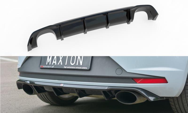 Maxton Diffusor Heck Ansatz für Seat Leon III Cupra schwarz Hochglanz SE-LE-3-CU-RS1-G