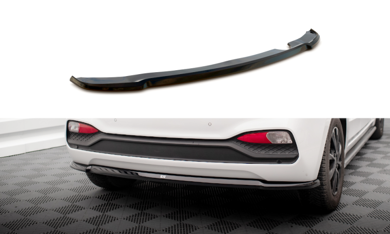 Maxton Mittlerer Diffusor Heck Ansatz für Hyundai I20 Mk2 Facelift schwarz Hochglanz HY-I20-2F-RD1-G