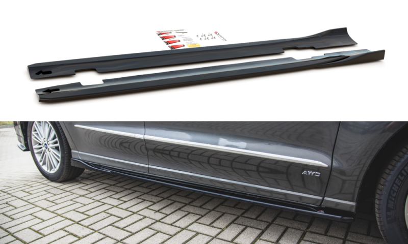 Maxton Seitenschweller Ansatz für Ford S-Max Mk2 Facelift schwarz Hochglanz FO-SMAX-2F-SD1-G