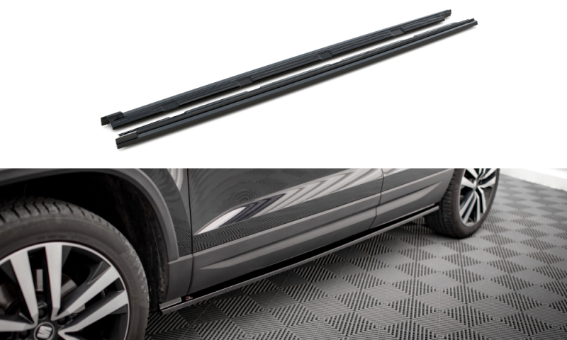 Maxton Seitenschweller Ansatz für Seat Ateca Mk1 schwarz Hochglanz SE-AT-1-SD1-G