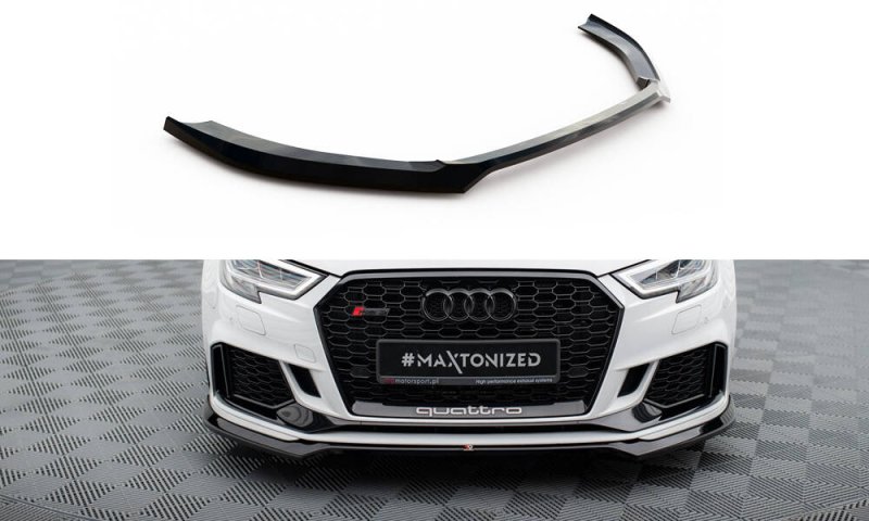 Maxton Front Ansatz V.5 Audi RS3 Limousine 8V Facelift schwarz Hochglanz AU-RS3-8VF-S-FD5-G