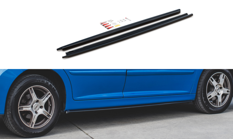 Maxton Seitenschweller Ansatz für Peugeot 207 Sport schwarz Hochglanz PE-207-SPORT-SD1-G