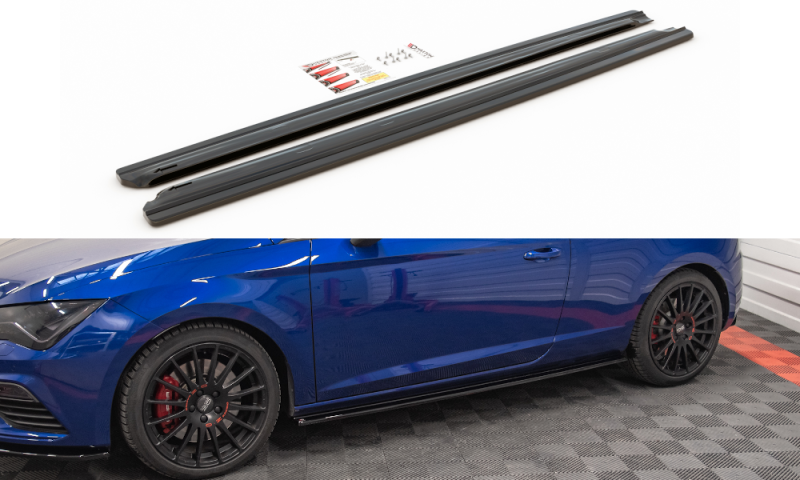 Maxton Seitenschweller Ansatz für Seat Leon Cupra / FR SC Mk3 / Mk3 FL schwarz Hochglanz SE-LE-3-CU-3D-SD1-G