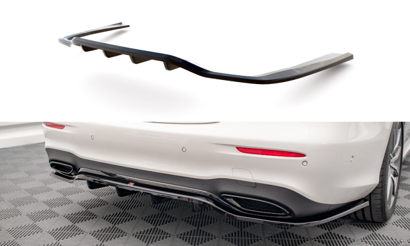 Maxton Mittlerer Diffusor Heck Ansatz DTM Look für Mercedes-Benz E AMG-Line W213 Facelift schwarz Hochglanz ME-E-213F-AMGLINE-RD1G+RD2-G