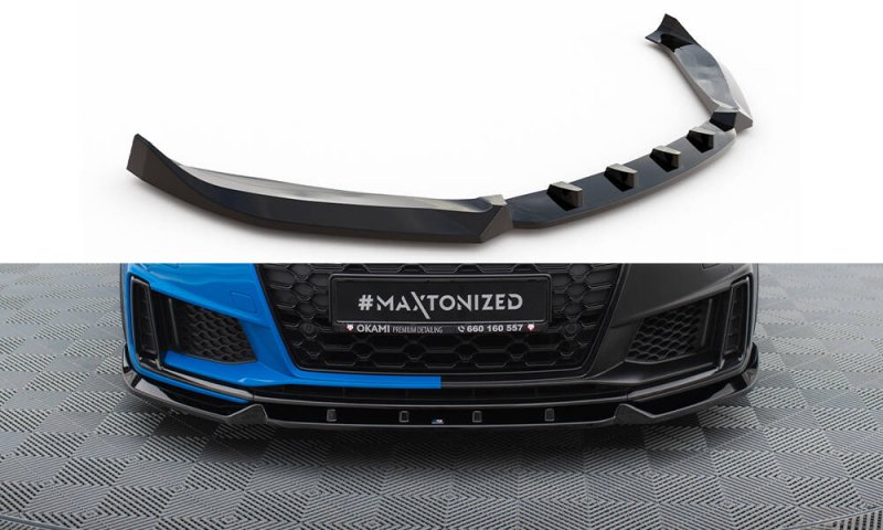 Maxton Front Ansatz V.1 Audi TT S / TT S-Line 8S Facelift schwarz Hochglanz AU-TT-3F-S-FD1-G