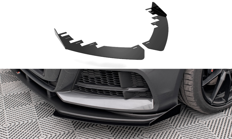 Maxton Front Flaps Audi S3 / A3 S-Line Sportback 8V Facelift schwarz Hochglanz AUS33FSBCNC-FSF1-G