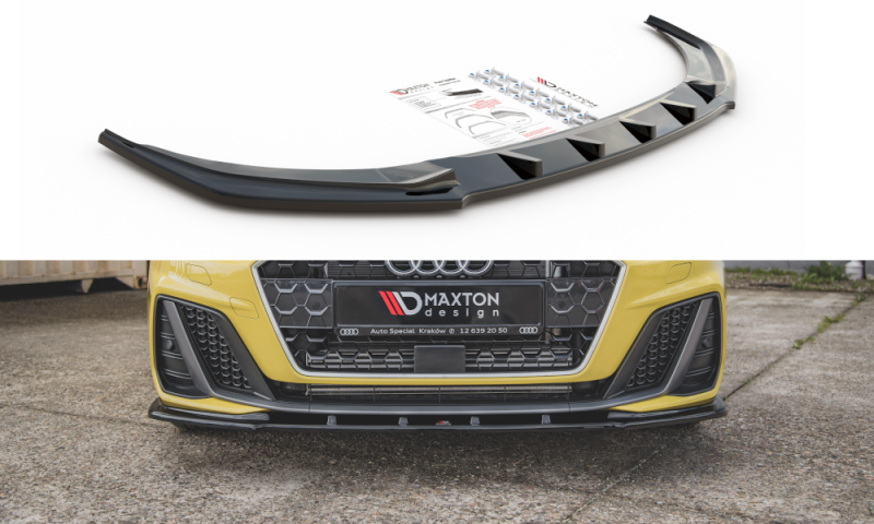 Maxton Front Ansatz V.1 für Audi A1 S-Line GB schwarz Hochglanz AU-A1-GB-SLINE-FD1-G