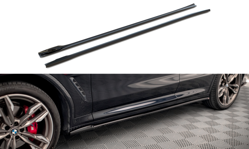 Maxton Seitenschweller Ansatz für V.2 für  BMW X3 M40d / M40i / M-Paket G01  schwarz Hochglanz BM-X3-01-M40-SD1-G