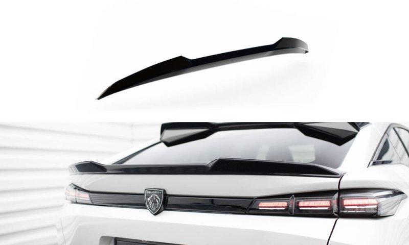 Maxton Unterer HeckSpoiler CAP Abrisskante 3D Peugeot 408 Mk1 schwarz Hochglanz PE-408-1-CAP3D2-G