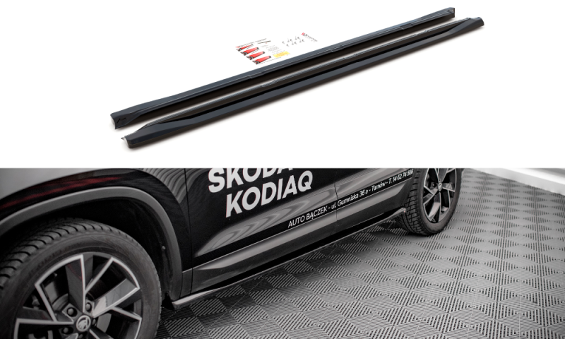Maxton Seitenschweller Ansatz für Skoda Kodiaq Mk1 Facelift schwarz Hochglanz SK-KO-1F-SD1-G